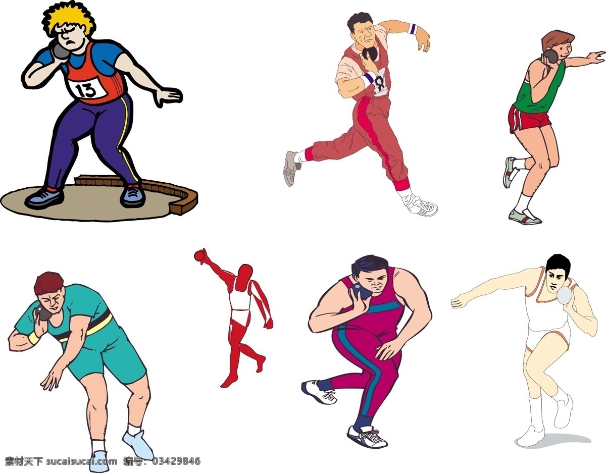 运动人物轮廓 人物剪影 人物轮廓 矢量人物 矢量运动人物 运动人物 铅球运动 共享素材