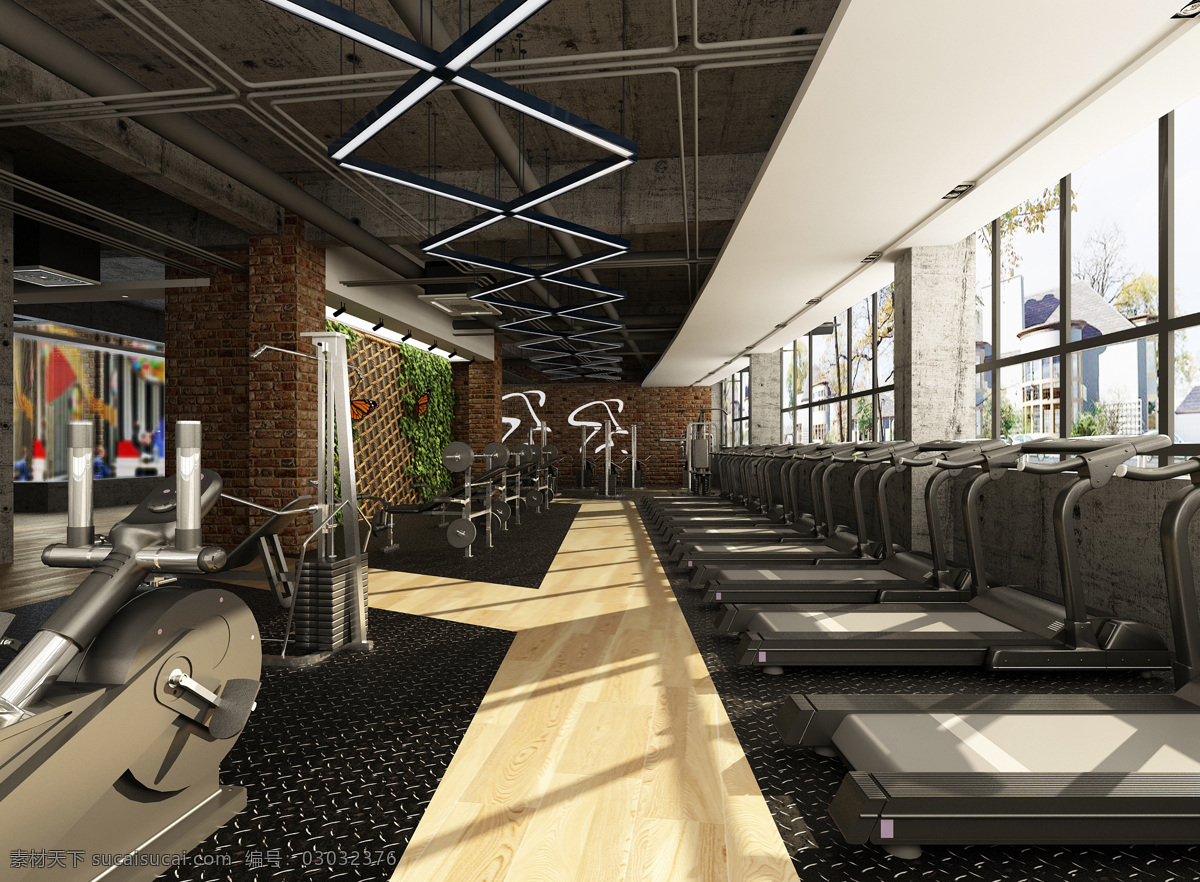 健身房 健身 灰调 工装场景 工业风 室内 环境设计 室内设计 max 健身器材 吊顶 黑色 科技 效果图 3d设计 3d作品