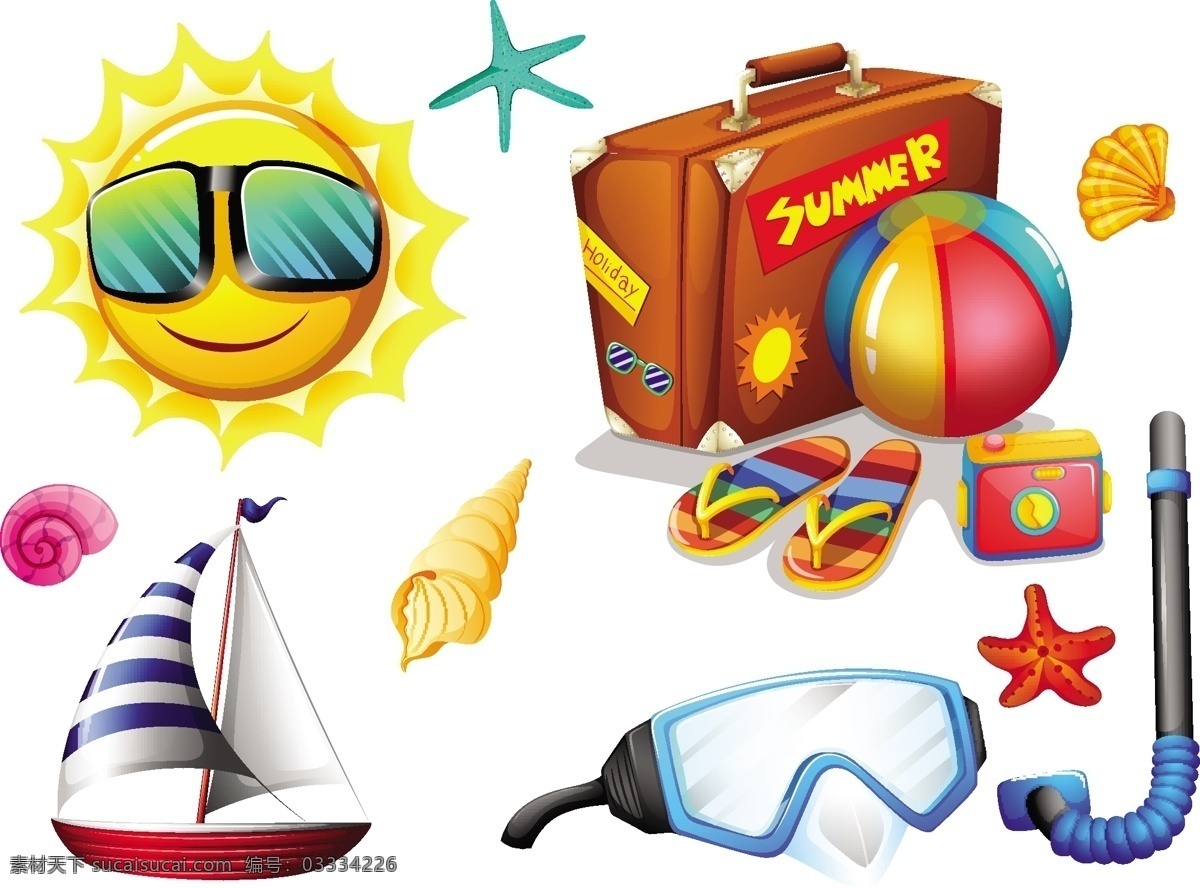 暑假 用品 旅行包 夏天 阳光 假期 画画 运输 汽车 包装 旅游 对象