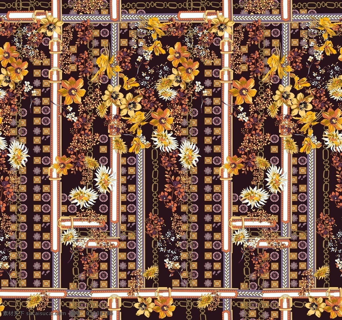 链条皮带图片 链条 小花 花朵 裙子花 小碎花 布匹 花朵树叶 印花 满版 底纹 大牌女装 抽象 乱花 金昌文件 线条花型 大牌花型 分层
