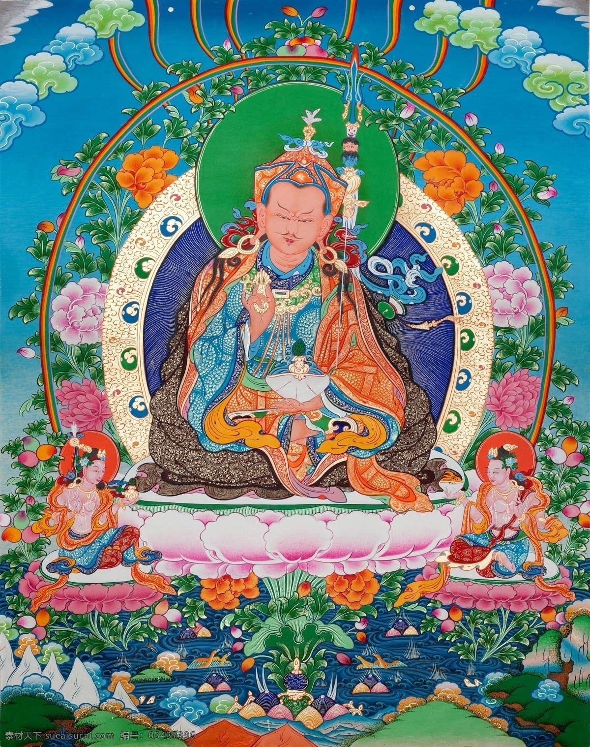 莲花生 大师 唐卡 神像 莲花 宗教信仰 文化 观音 神话 宗教 唐卡广告 唐卡海报 藏族文化 藏经 文化艺术 绘画书法