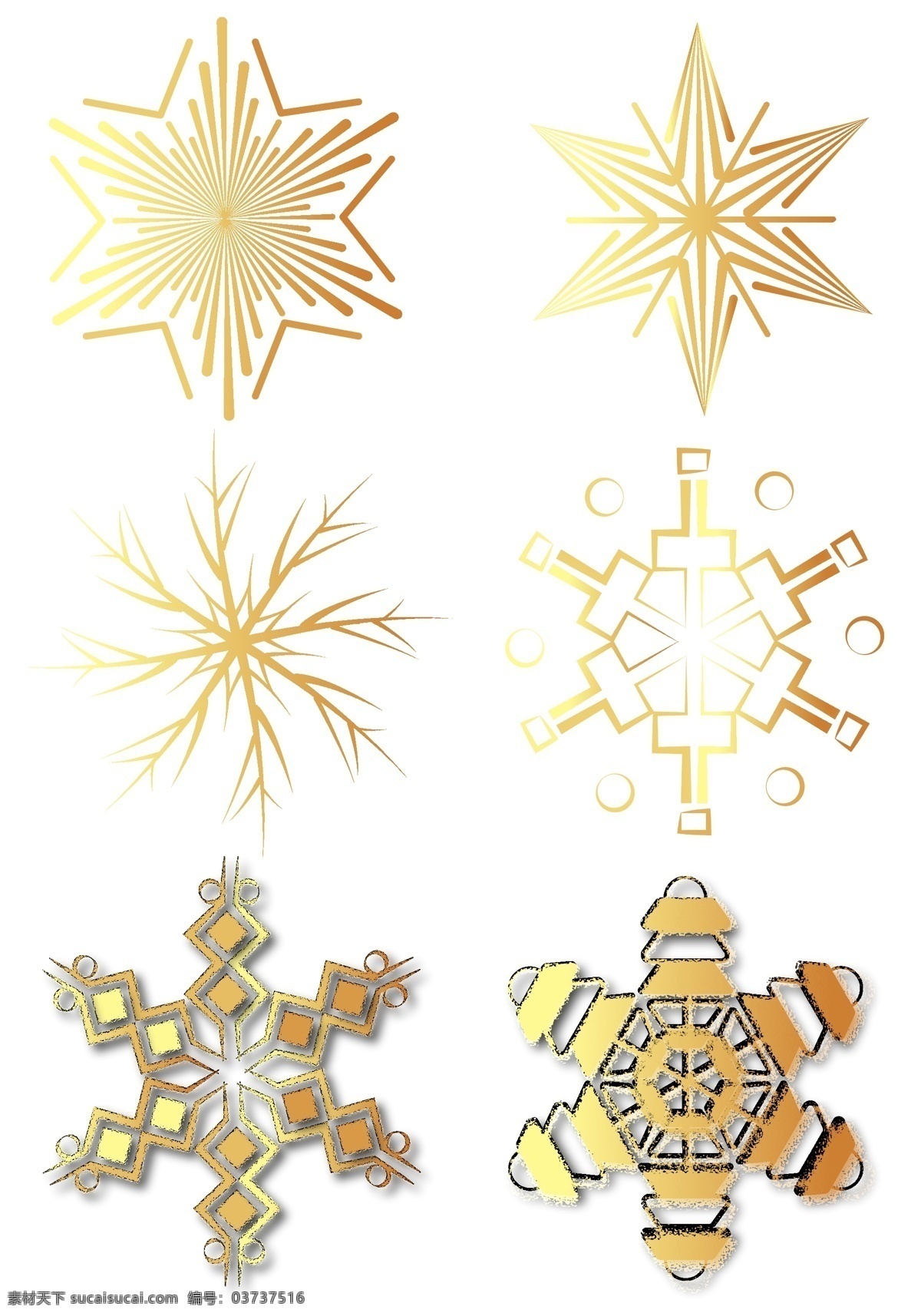 发光 创意 雪花 图形 商用 几何图形 金色 简约