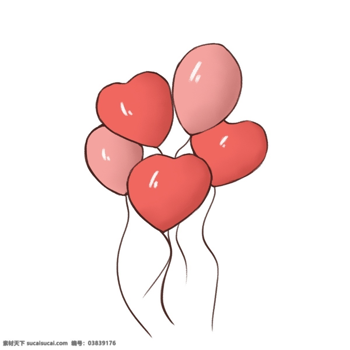 手绘 情人节 心形 气球 情人节气球 手绘心形气球 红色气球 情人节装饰 漂浮的气球 浪漫节日气球