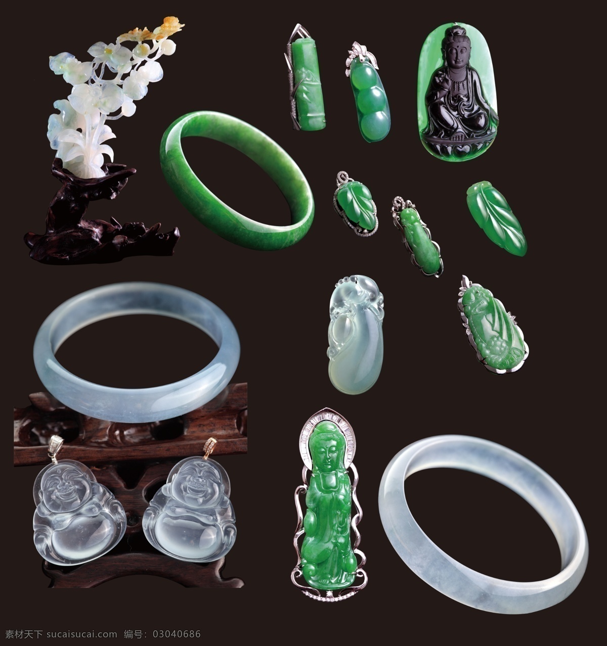 翡翠玉器 玉 玉器 精美翡翠 手镯 观音 挂坠 翡翠摆件 和田玉 佛 现代精美翡翠 分层 已扣 源文件库
