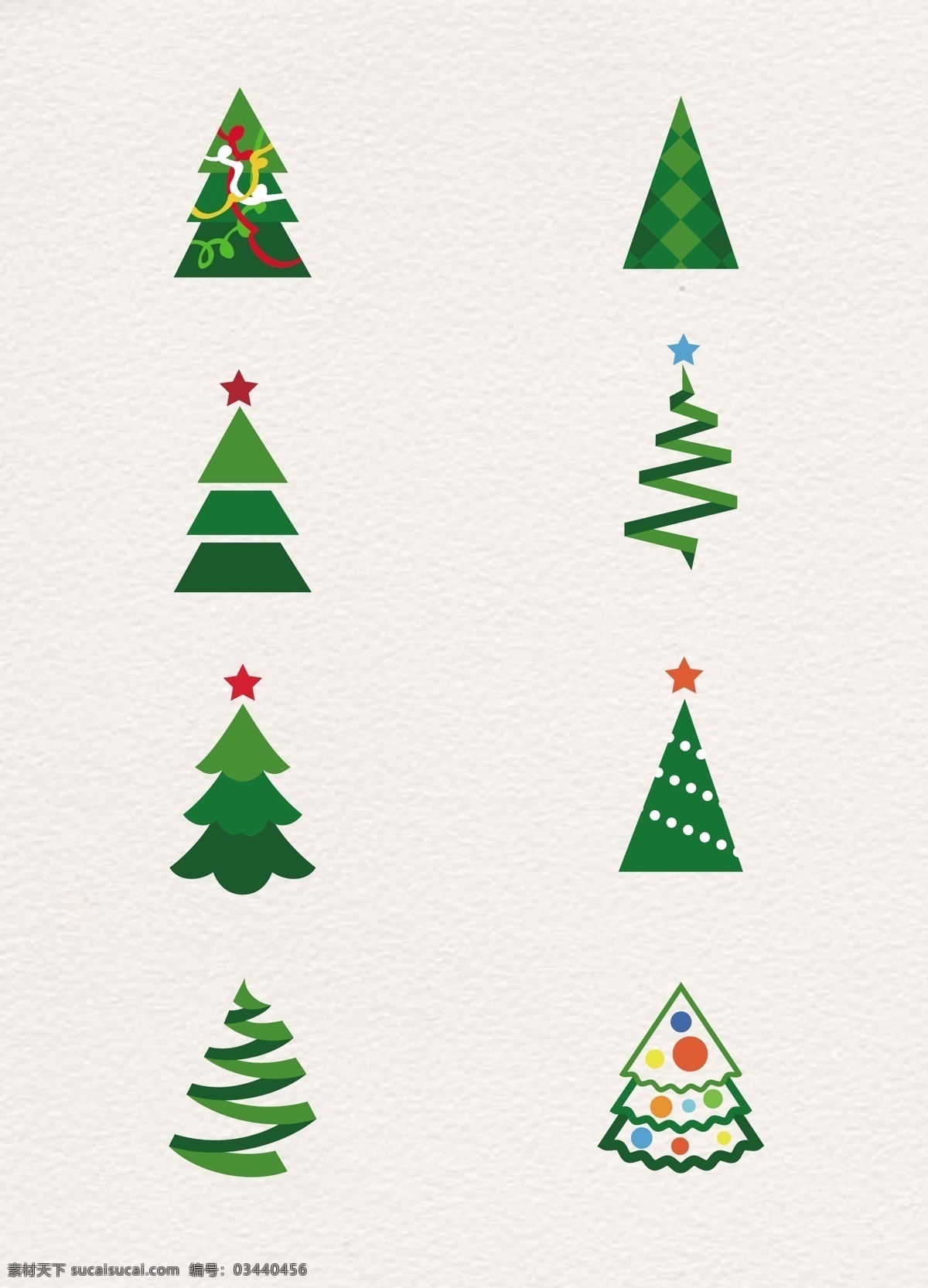 矢量 卡通 圣诞树 装饰 图案 绿色 扁平化 装饰图案