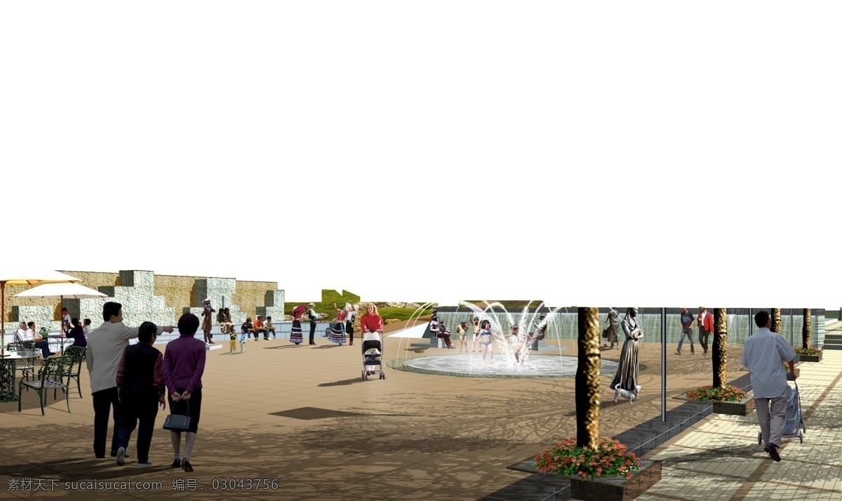 喷泉 广场 景观设计 效果图 广场景观 喷泉设计 psd源文件 环境设计