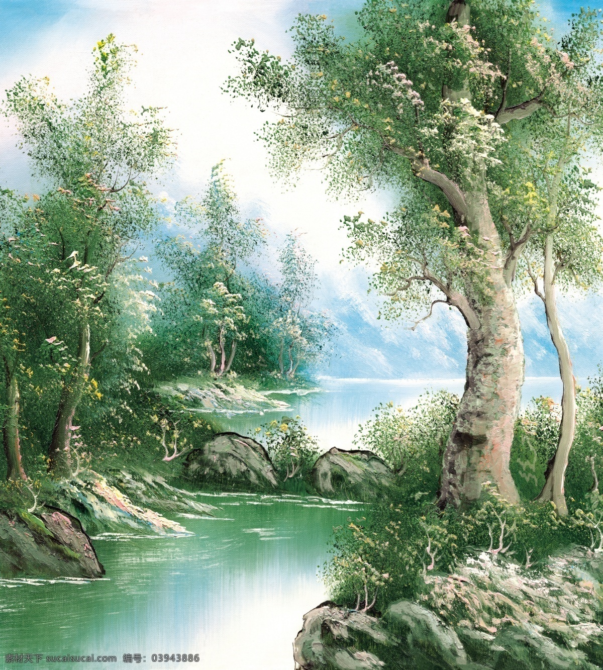童话 世界 大树 河流 绘画书法 梦境 文化艺术 油画 七彩世界 家居装饰素材 山水风景画
