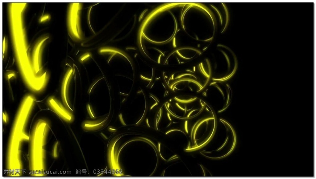 金黄色 圆环 视频 转动 交叉 科技 荧光 视频素材 动态视频素材
