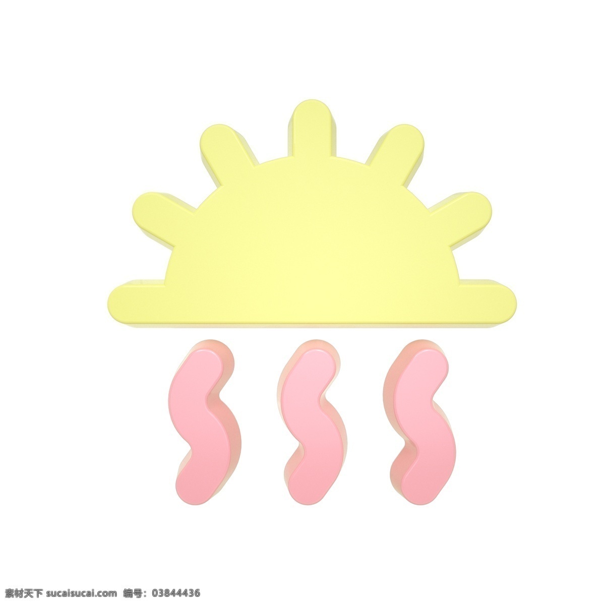 柔 色 天气 类 立体 图标 炎热 c4d 3d 柔色 粉色 黄色 天气类图标 通用图标装饰 可爱 常用 天气炎热