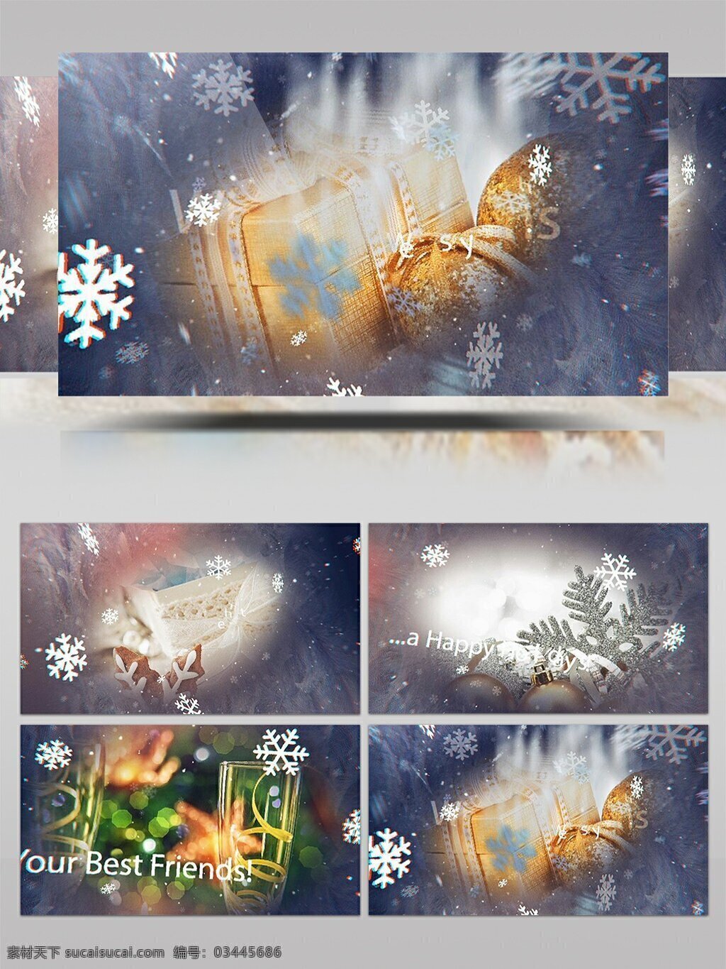 ae 模板 冬日 梦幻 唯美 电子相册 片头 相册 雪花 冬季 展示