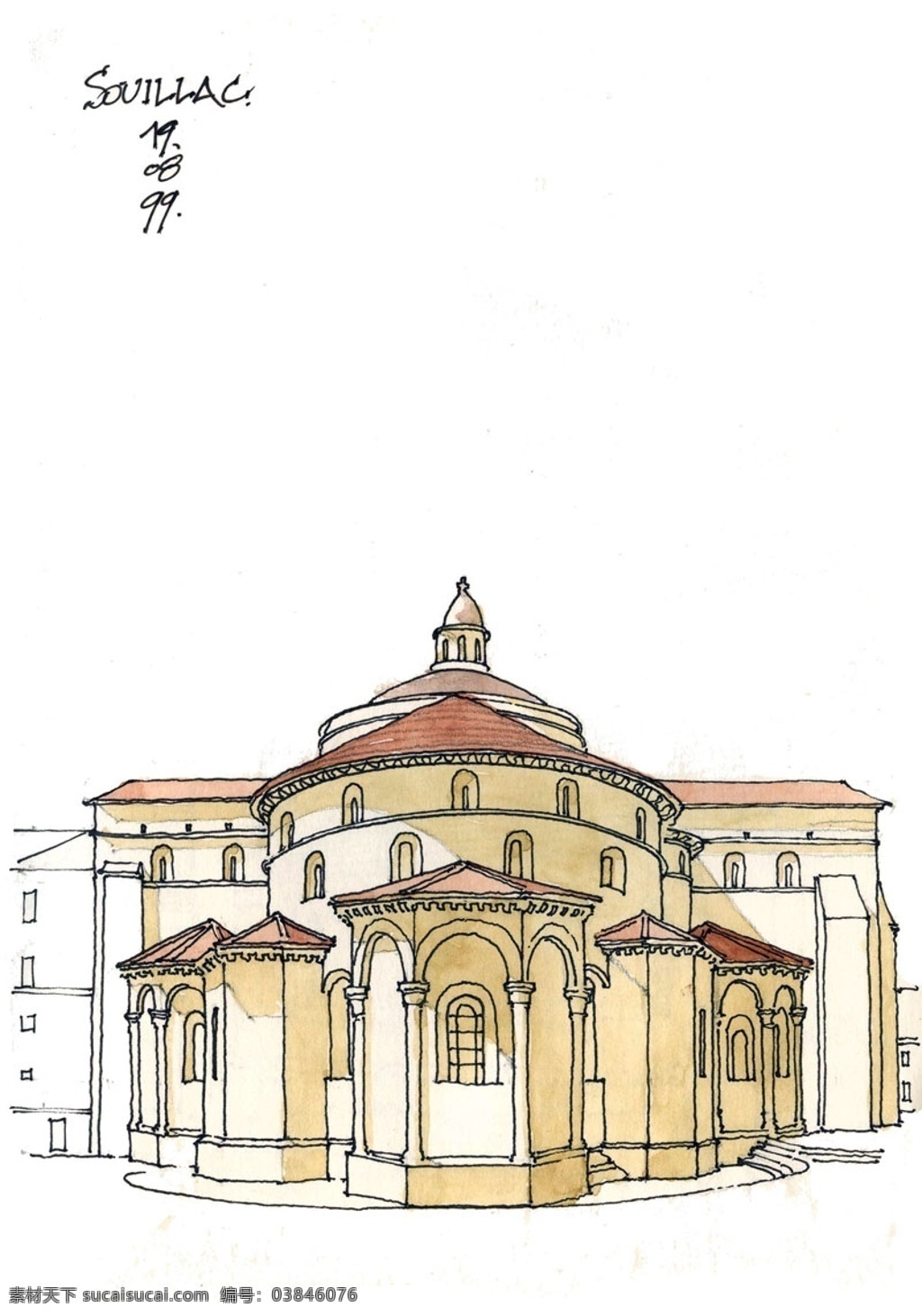 欧式 彩色 建筑 效果图 平面图 手绘图 图纸 城堡 建筑施工图 建筑平面图 欧式建筑 建筑效果图