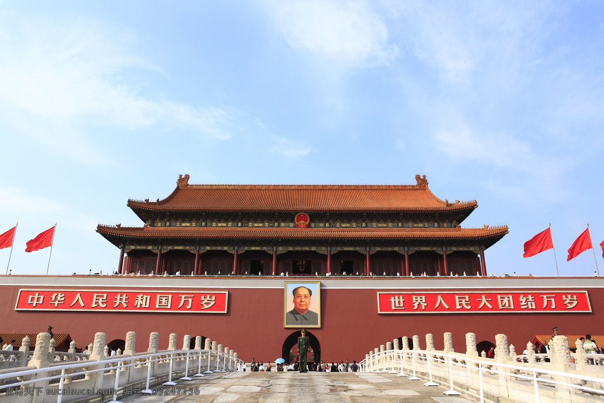 北京 北京天安门 城楼 风景名胜 国旗 建筑景观 蓝天 天安门 中国 自然景观 psd源文件