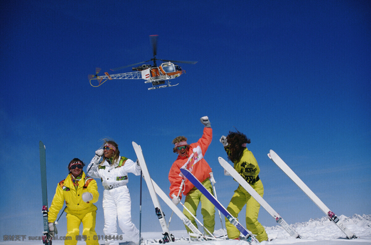 体育运动 滑雪 极限挑战 滑雪挑战 滑雪运动 胜利 登顶 直升机 文化艺术 摄影图库
