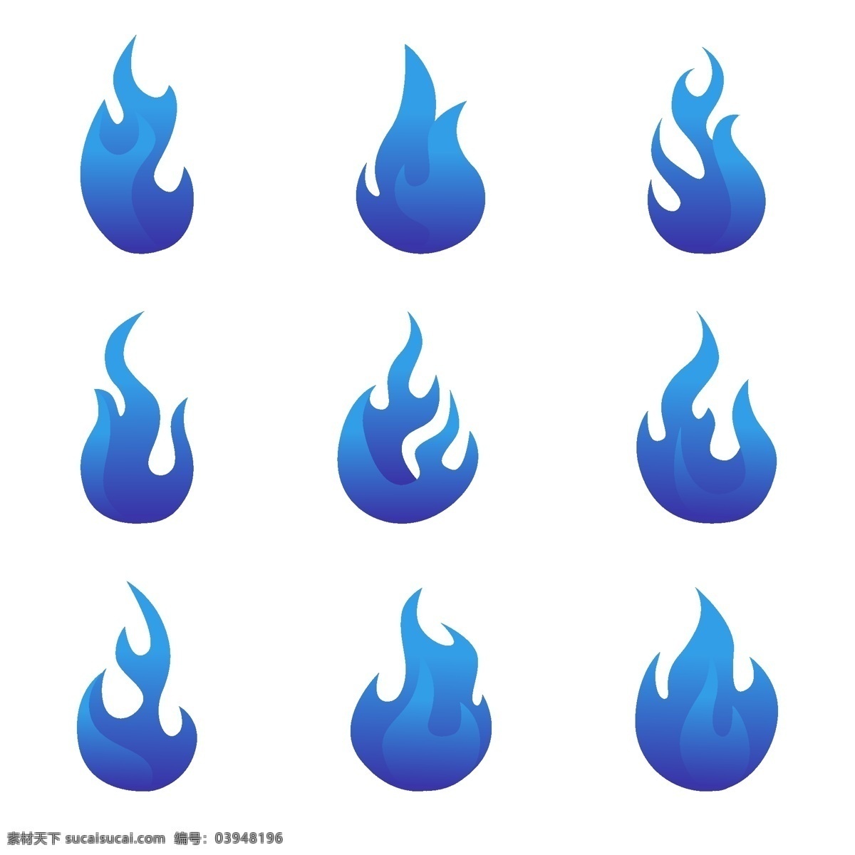 精致 卡通 蓝色 火焰 元素 火 火苗 火团 火焰元素 火种 蓝色火焰