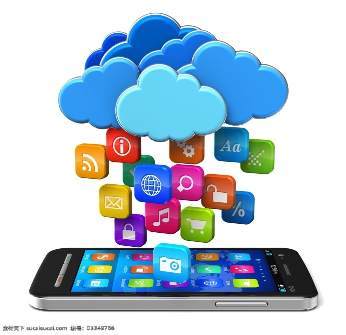 智能 手机 信息 云端 图标 装饰 图案 创意 元素 装饰图案 蓝色 云