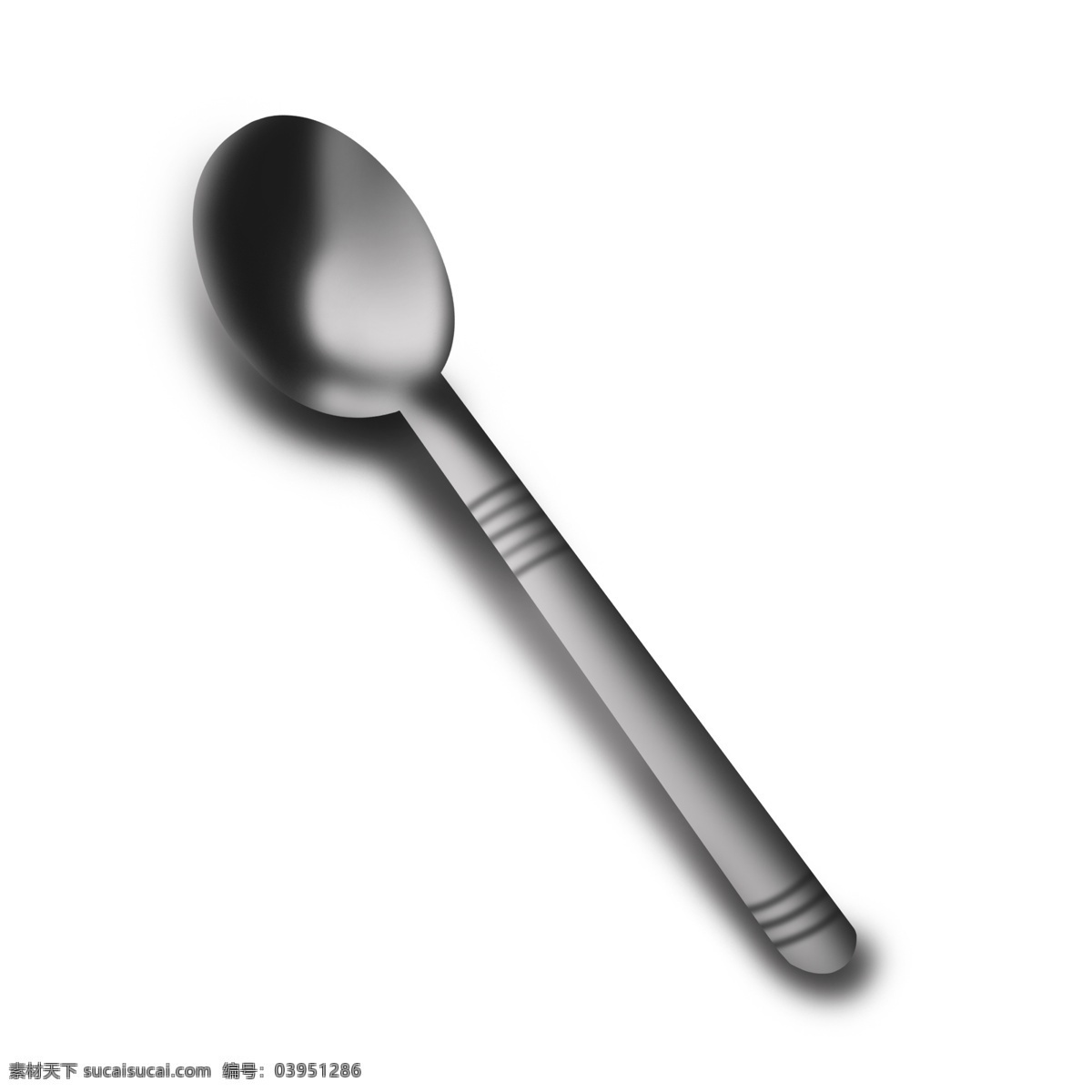 金属 灰白色 立体 勺子 银灰色 灰色 立体感 手绘 曲线 用餐 仿真 效果 容器 器具 光滑