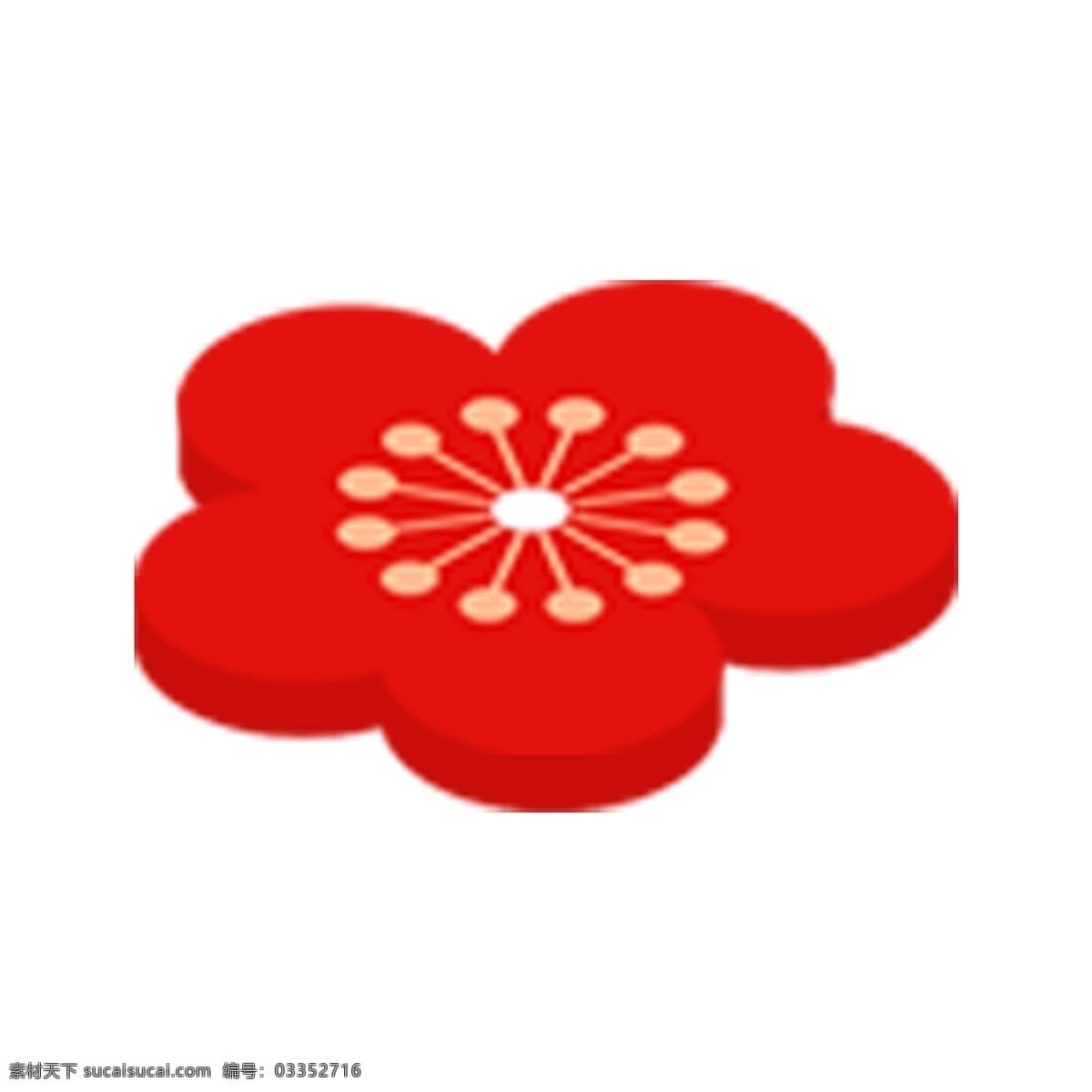 春节 过年 新年 红色 白色 立体 平躺 樱花 唯美 免 扣 免扣 简约 简单 大气 装饰 装点