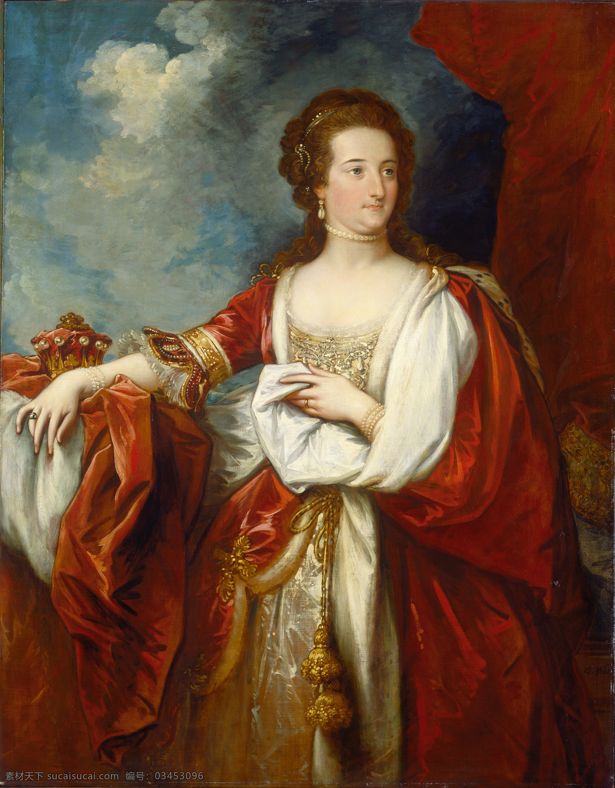 人物肖像画 贵族之家 中年贵妇 红色头发 若有所思 19世纪油画 油画 文化艺术 绘画书法