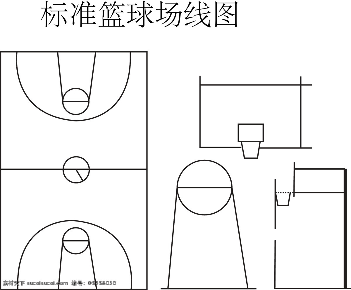 标准 篮球 篮球场 线条 图 矢量 模板下载 矢量篮球场 psd源文件