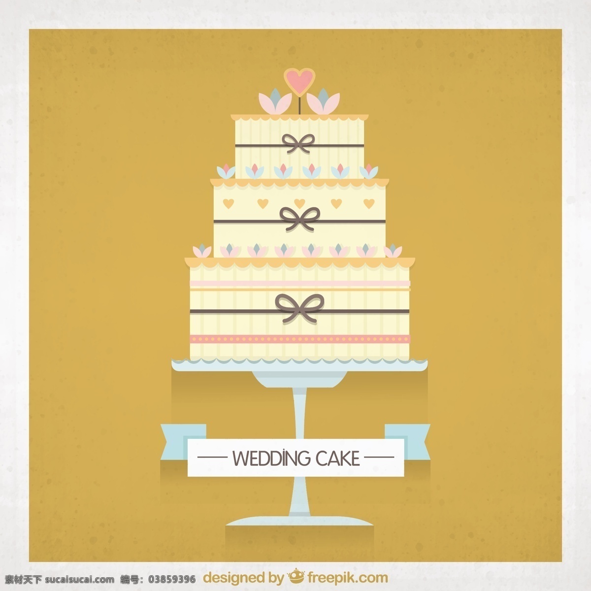 结婚 丝带 食品 心 派对 爱 复古 蛋糕 快乐 庆典 甜蜜 装饰 插图 甜点 结婚蛋糕 美丽 橙色