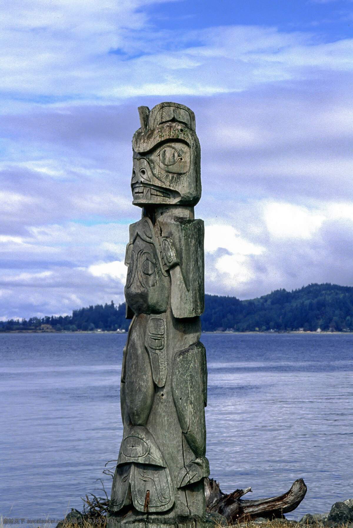 图腾柱 艺术 雕刻 面对 美洲原住民 雕塑 西雅图