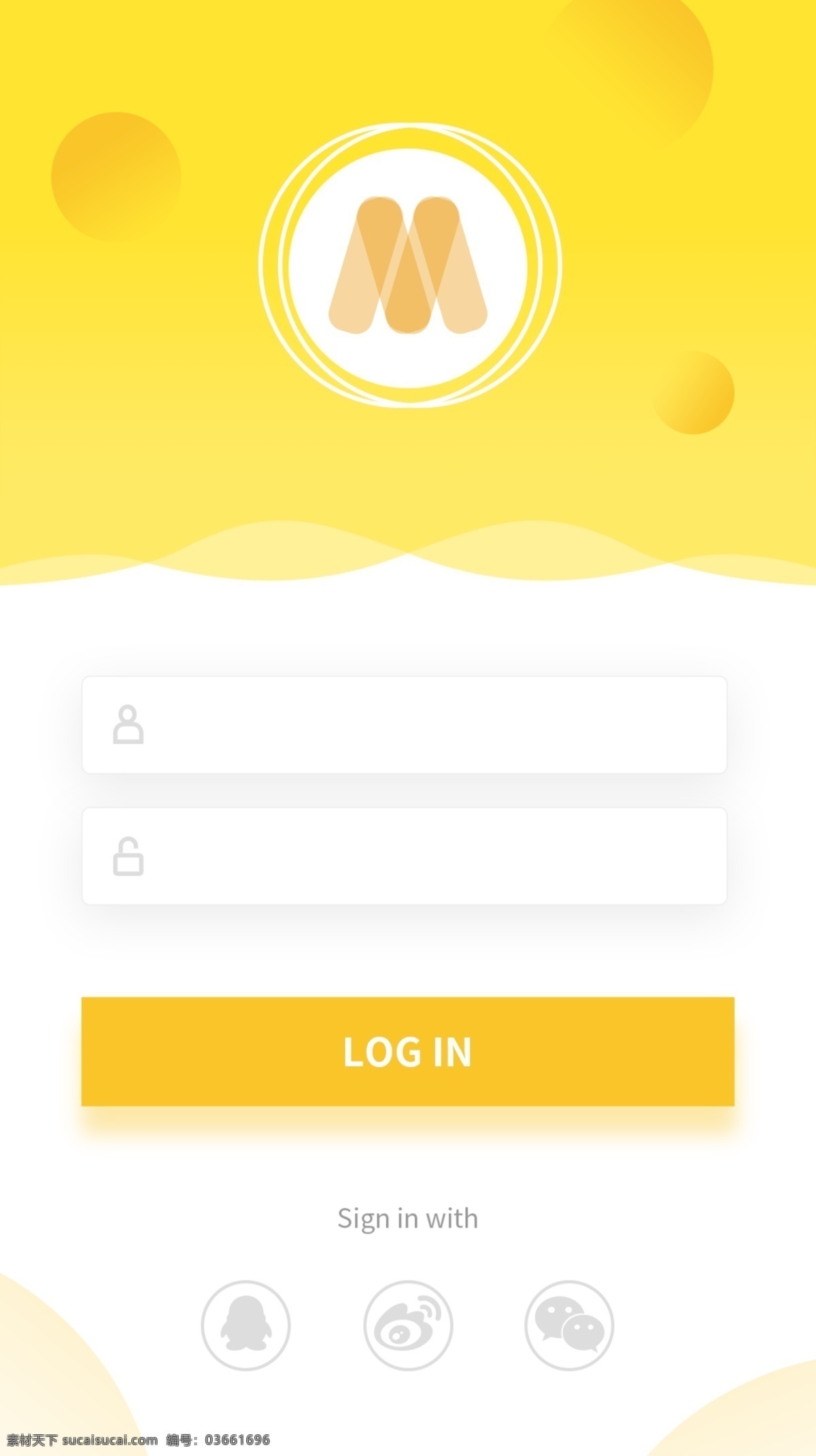 黄色 简约 登录 界面 简洁 大气 登录界面 ui