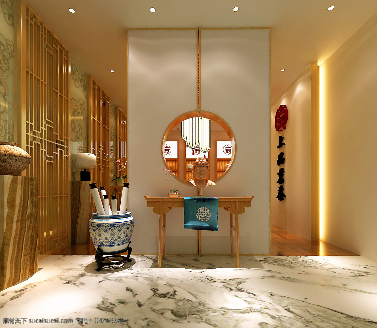 新 中式 茶室 效果图 新中式 室内设计 环境设计