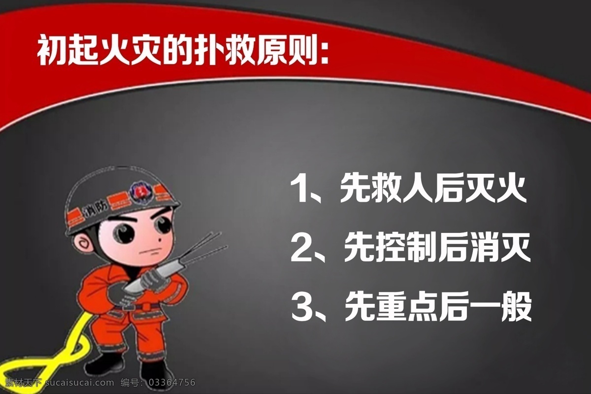 消防安全宣传 消防 安全 宣传 扑救原则 火灾 消防卡通人物