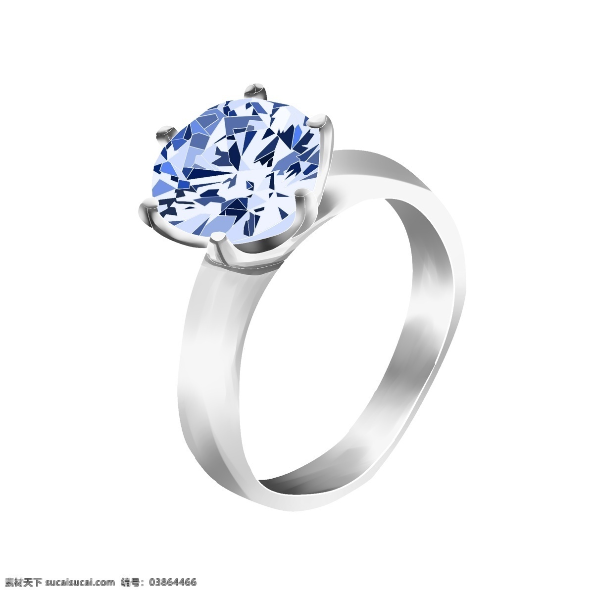钻石 戒指 蓝色 装饰 写实 情人节 情侣 恋人 结婚 钻戒 手绘 蓝色宝石 少女心 恋爱