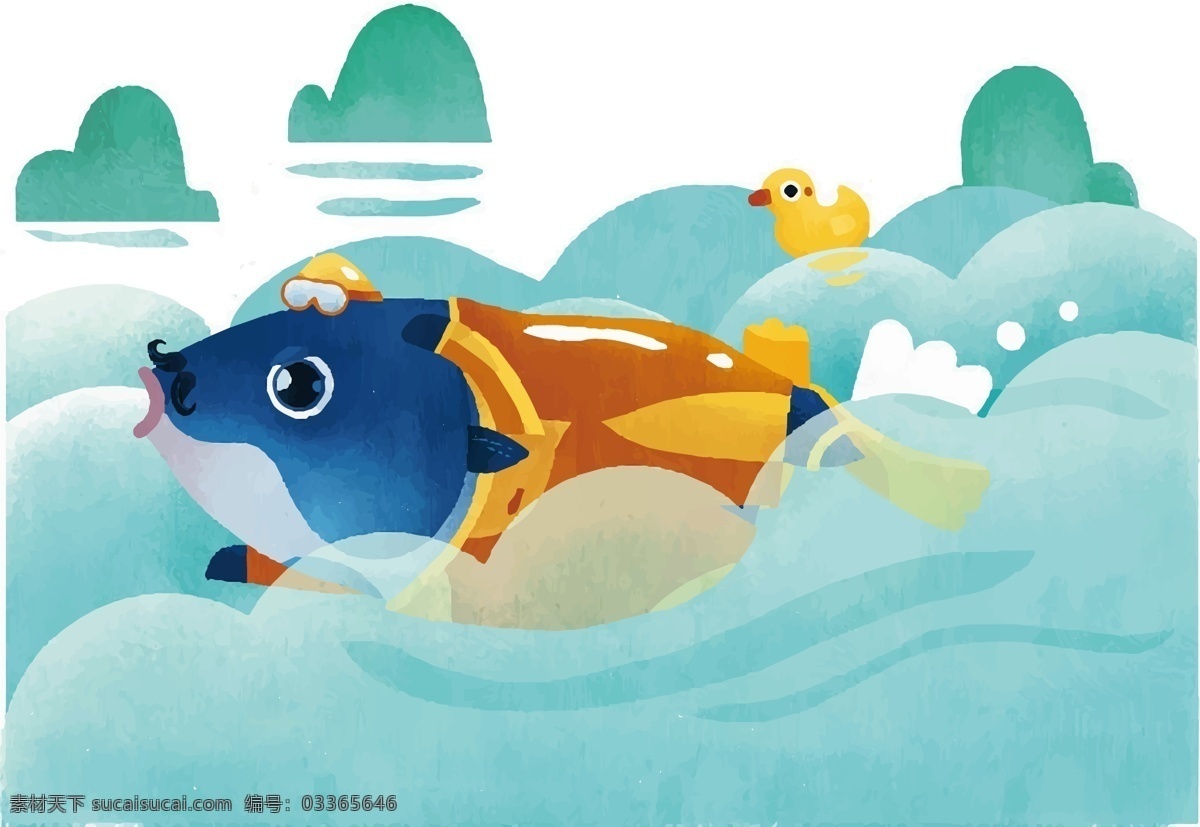 大鱼先生卡通插画素材图片下载-素材编号03365646-素材天下图库