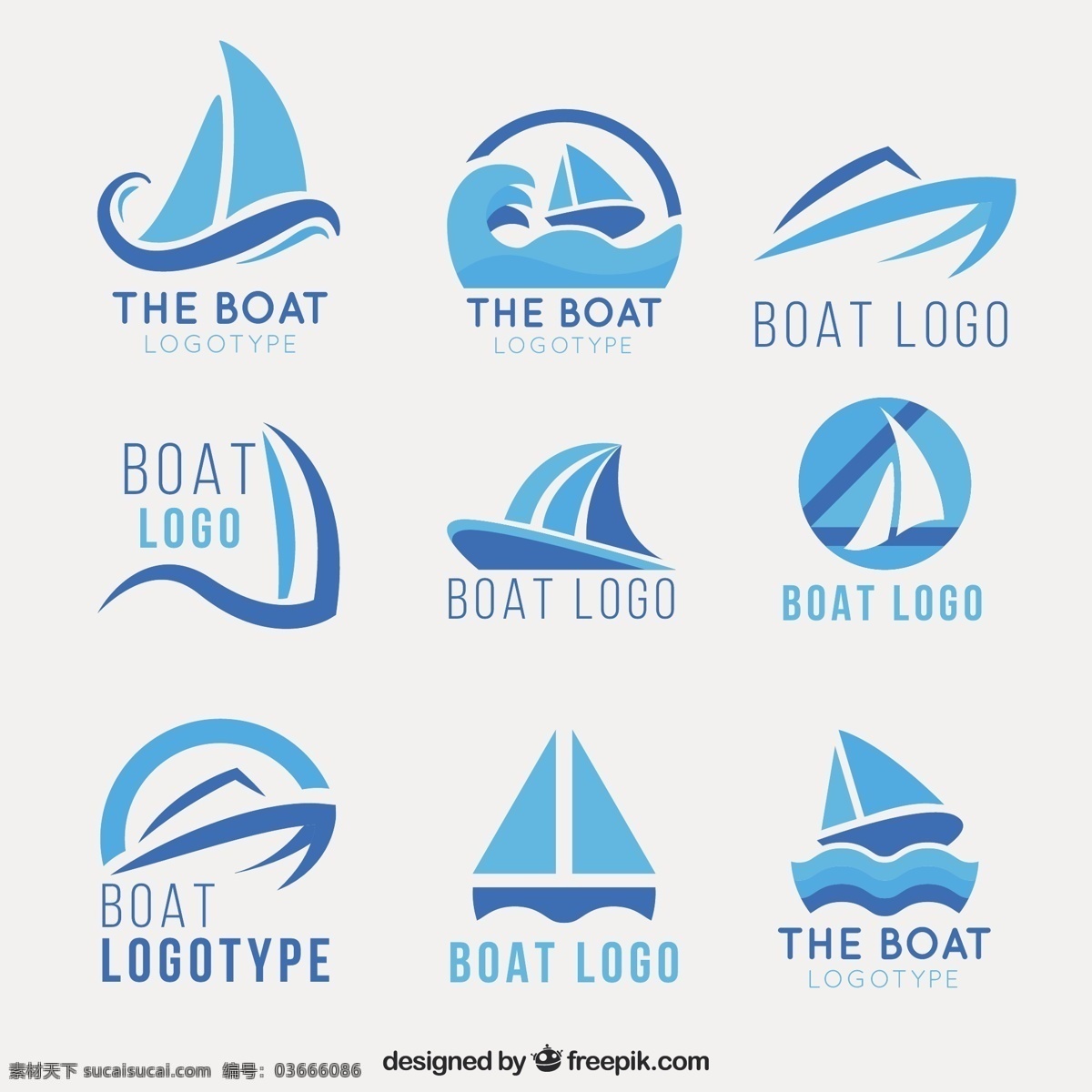 蓝色 创意 抽象 帆船 图标 标志