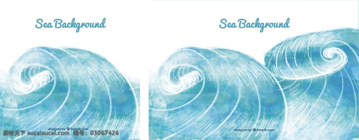 手绘海上背景 背景 水彩 手 夏季 自然 海洋 可爱 墨水 自然背景 手绘 画
