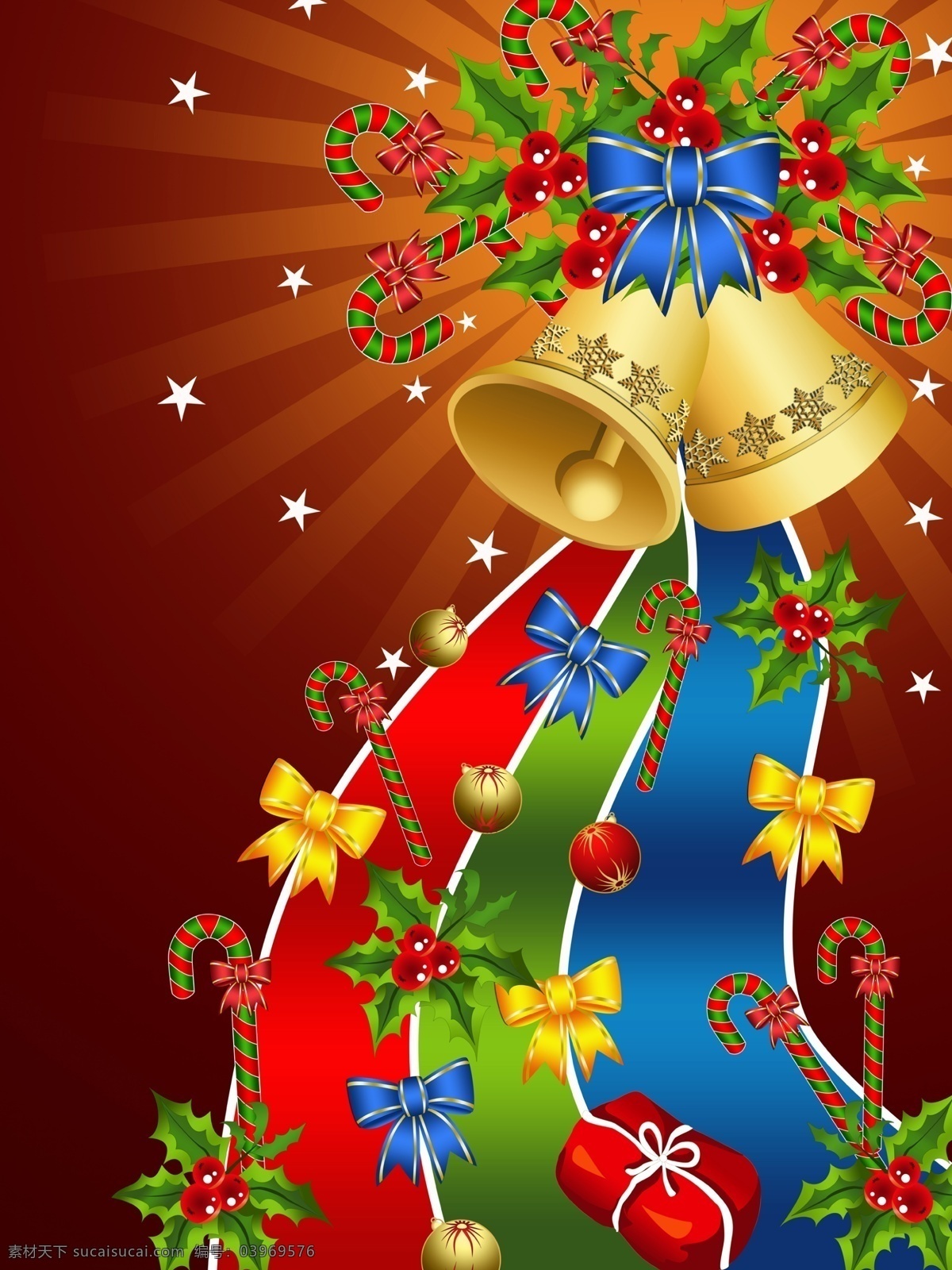 精美 圣诞贺卡 绚丽 矢量图 彩带 铃铛 圣诞吊球 圣诞节 节日彩球 彩结图片素材 节日素材