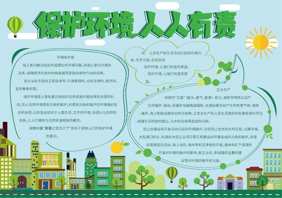 保护 环境 绿色 清新 手 抄报 保护环境 城市 字体 创意 手抄报