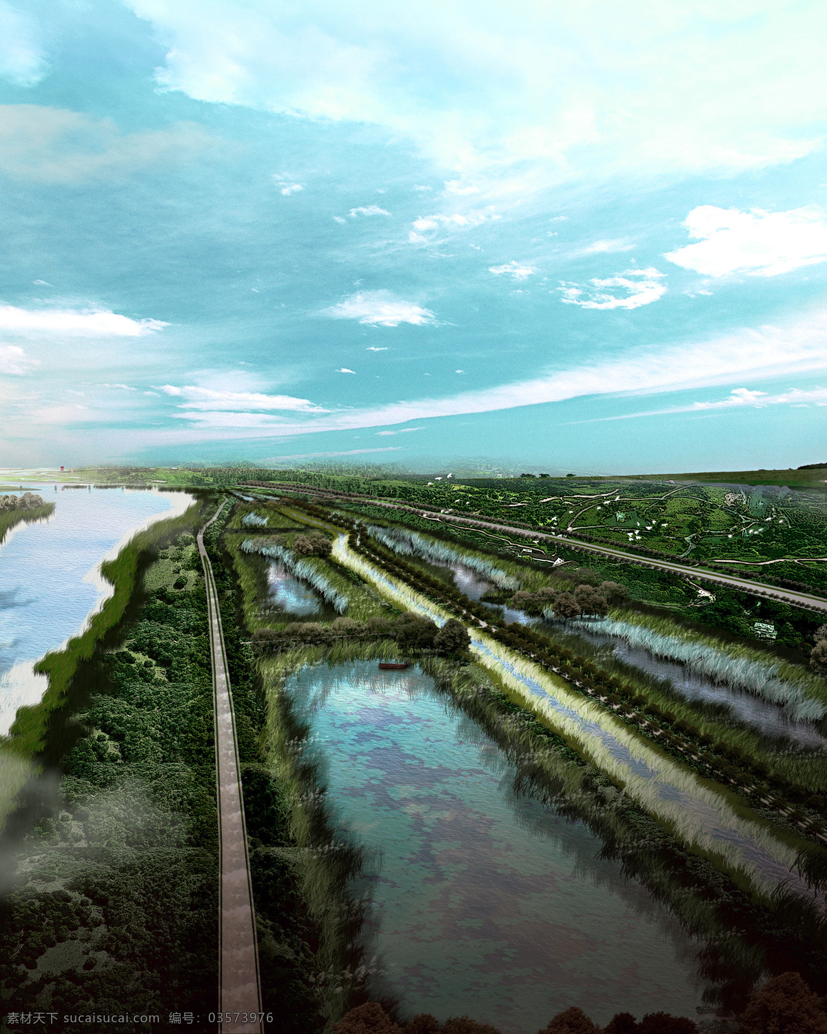 环境设计 景观设计 芦苇 湿地 湿地效果图 河堤 湿地公园 渭河 千河 家居装饰素材