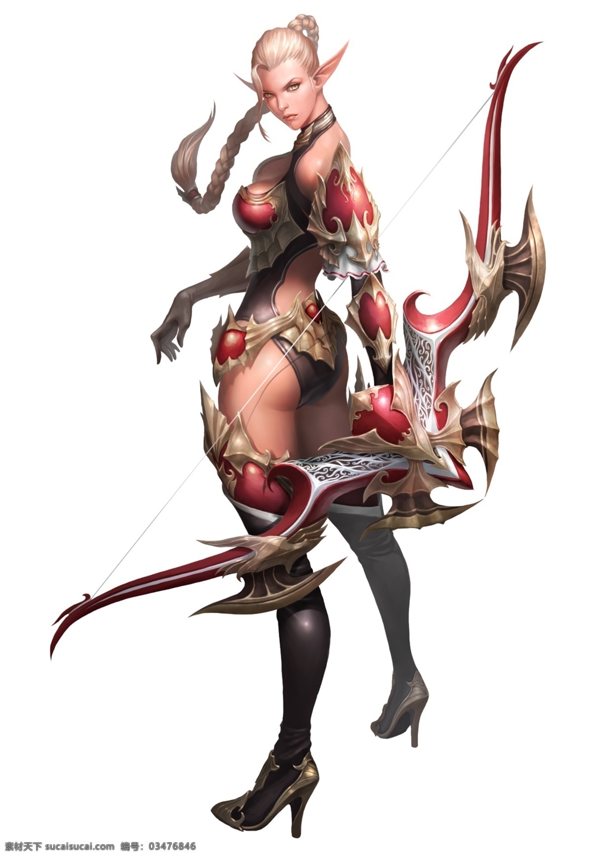 女射手 魔幻皮革 精灵 弓箭 弓手 游侠人物 人物 分层 源文件