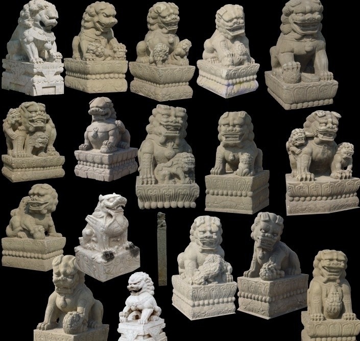 石狮子 狮子 狮子雕塑 中国石狮 守门石狮 中国雕塑 雕塑 分层 源文件