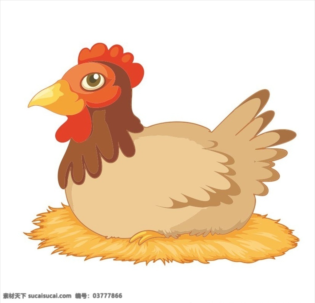 卡通母鸡 动物 卡通 卡通鸡 母鸡 孵蛋 下蛋 家禽 鸡窝 草鸡 生物世界 家禽家畜