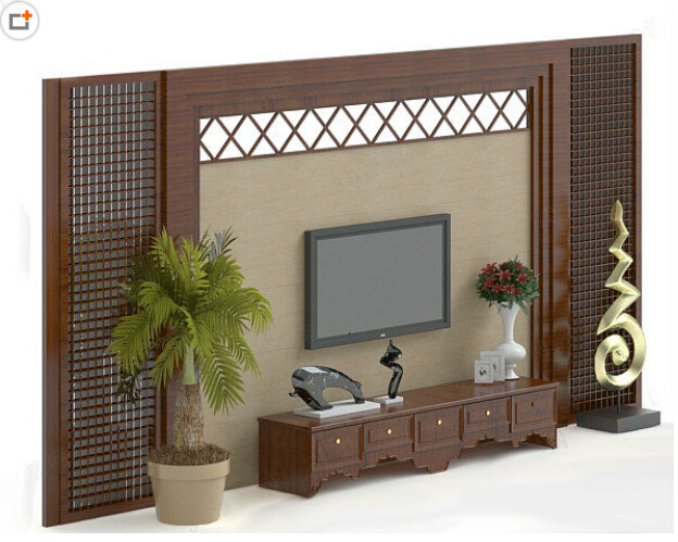 现代 风格 电视 背景 墙 模型 3d模型 家具模型 3d模型素材 室内场景模型