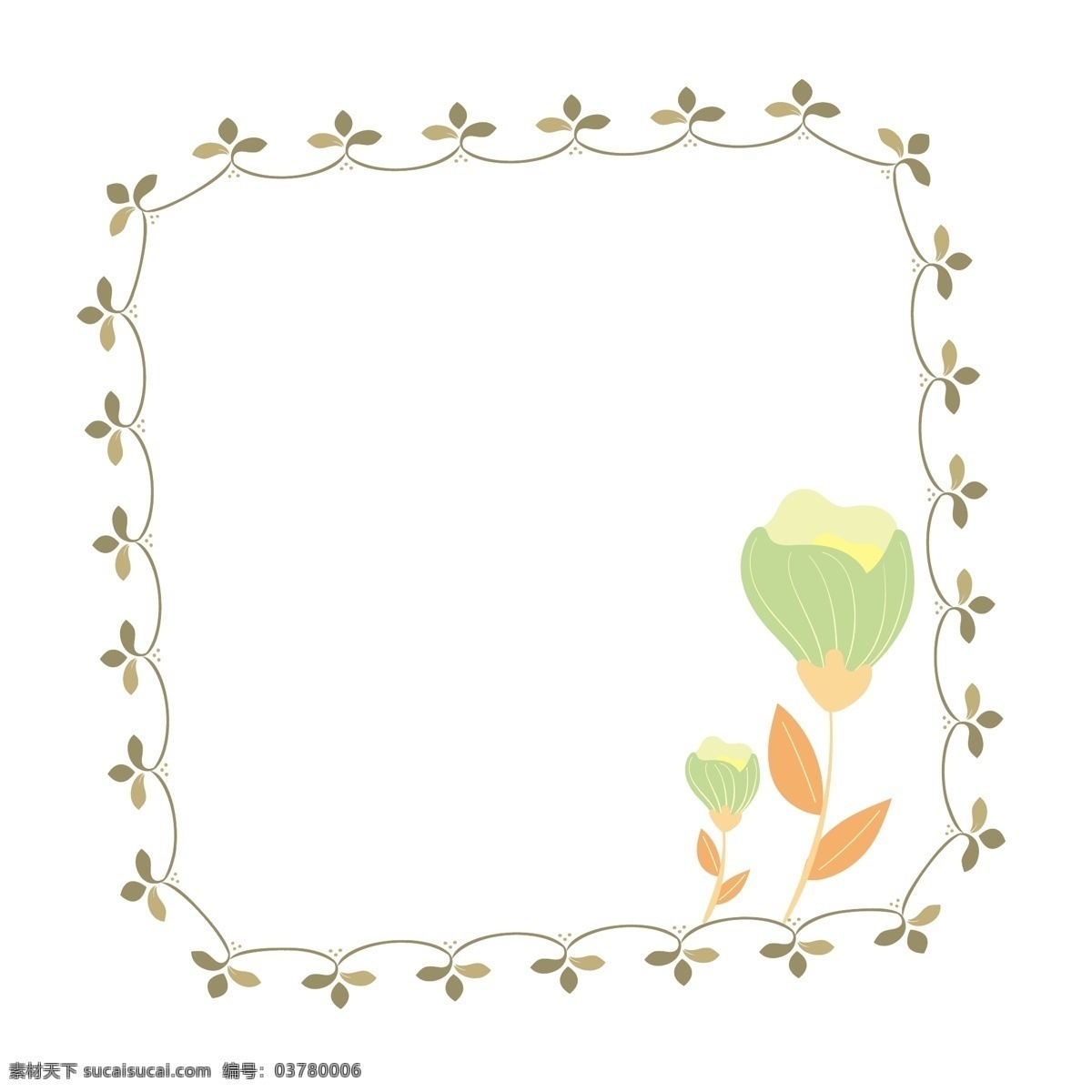 矢量 卡通 花卉 植物 清新 边框 绿色清新边框 清新花卉边框 清新叶子边框