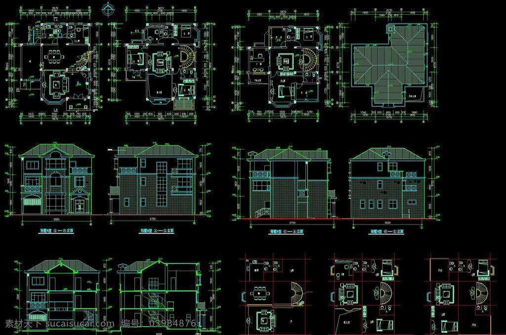 cad cad平面图 cad设计图 cad施工图 cad下载 别墅 别墅建筑 家装 立面图 室内设计 建筑 全套 施工图 施工图纸 源文件 dwg cad素材 室内图纸