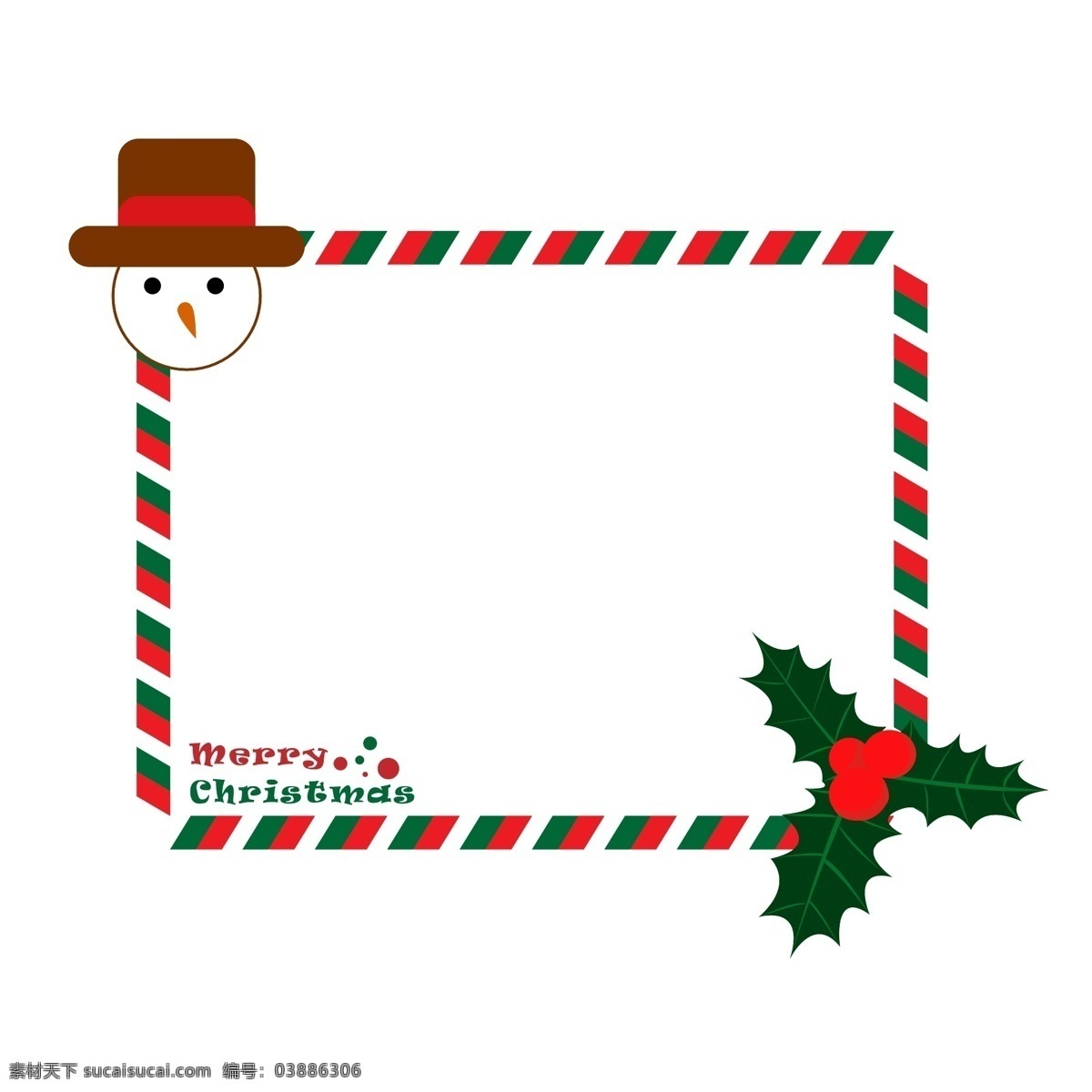 圣诞节 圣诞 元素 贺卡 边框 圣诞夜 戴帽子雪人 卡通插画风格 海报 banner