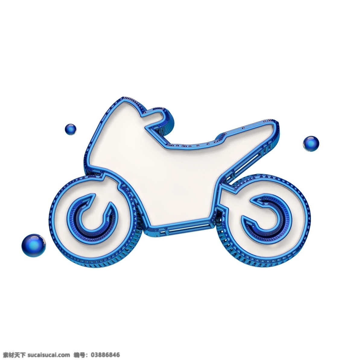 创意 摩托车 蓝色 图标 立体