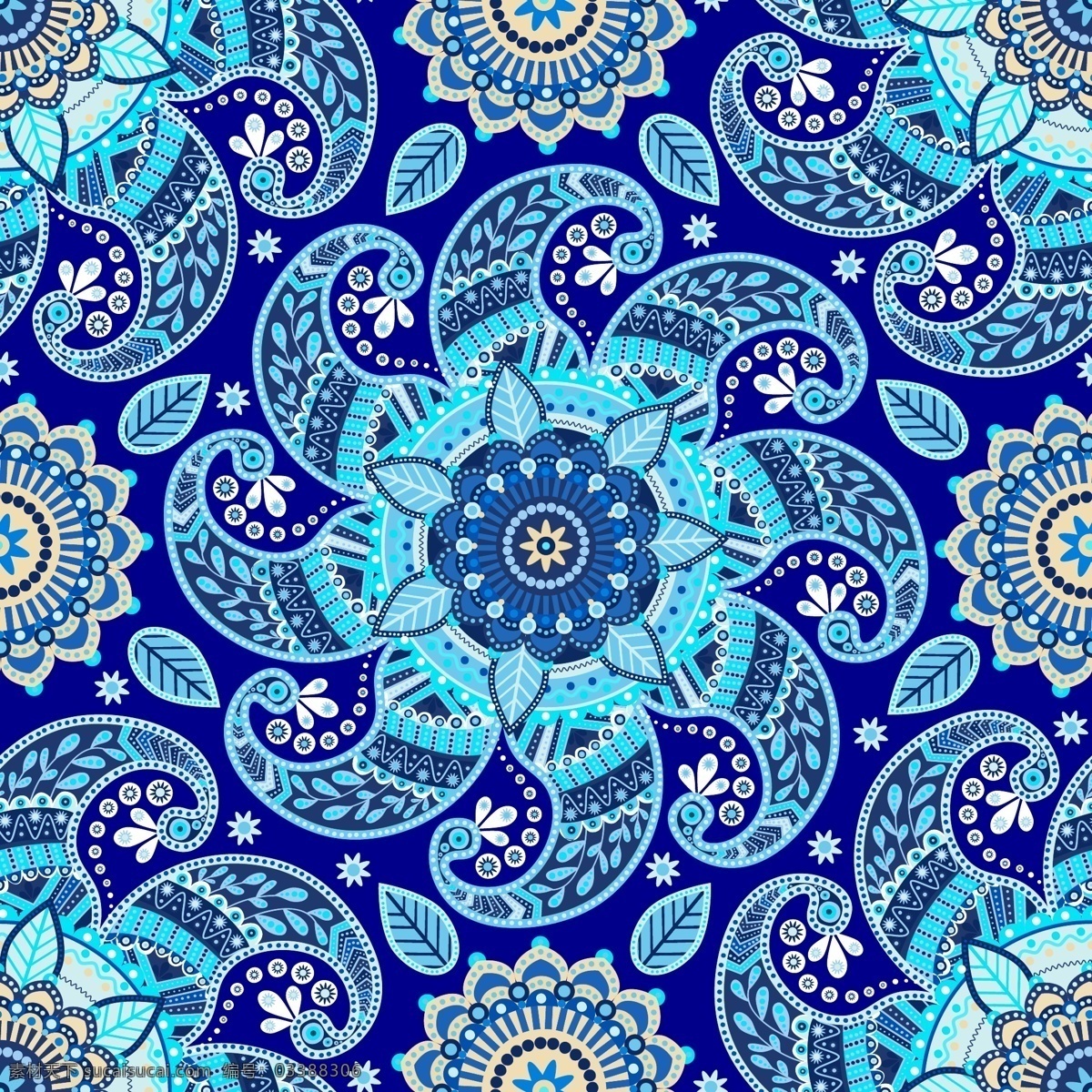 民族 特色 蓝色 花纹 纹理 底纹 花朵 时尚 叶子 艺术