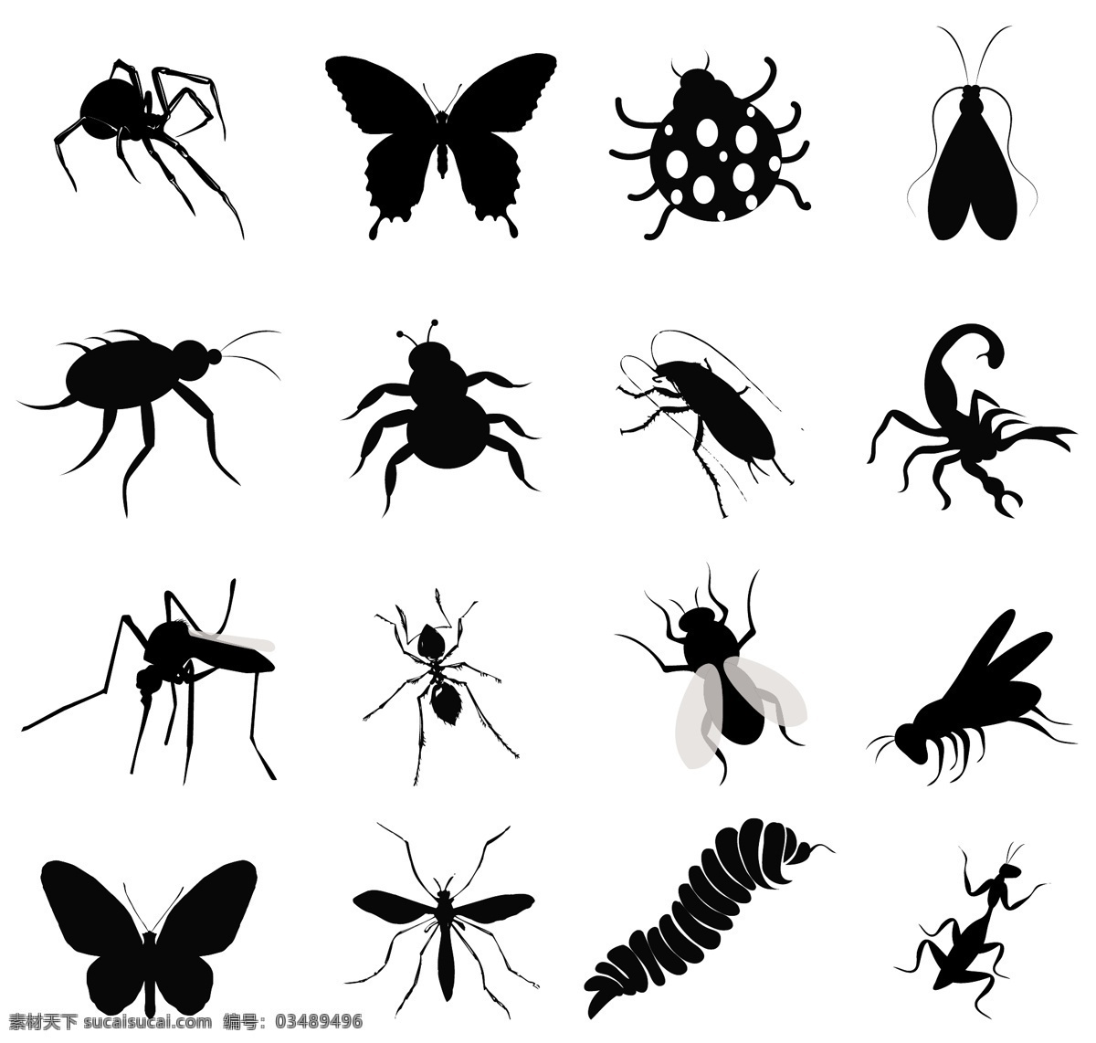 种 昆虫 剪影 矢量 黑白 蝴蝶 矢量图 其他矢量图