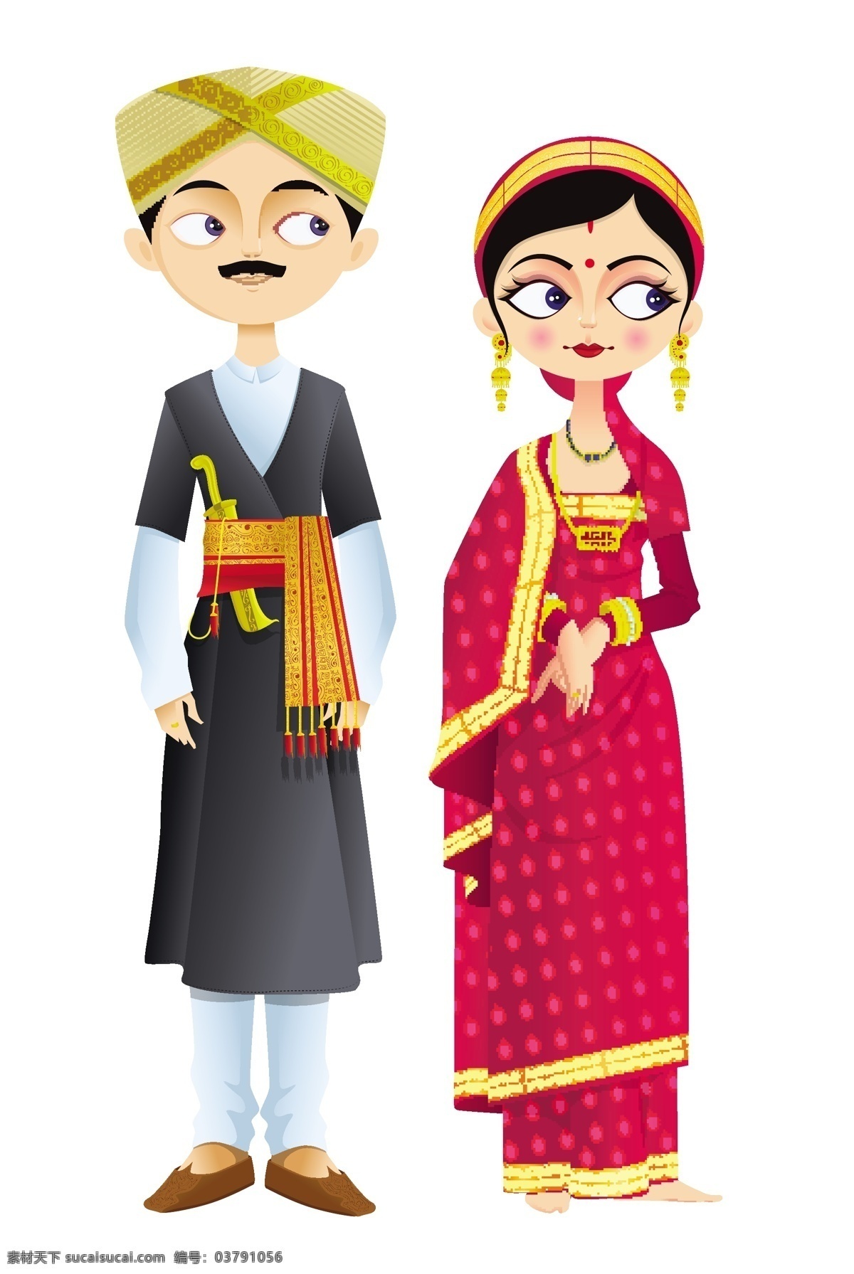 亚洲 传统 婚礼 服饰 婚庆 婚礼服饰 亚洲传统服饰 新人图片 矢量素材 白色