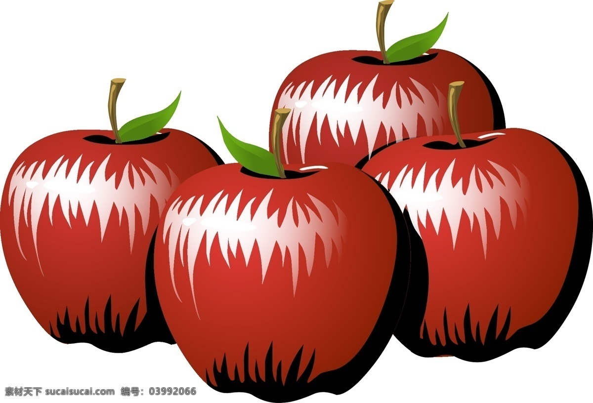 手绘 新鲜 可口 红色 苹果 矢量图 水果 透明元素 ai元素 免抠元素