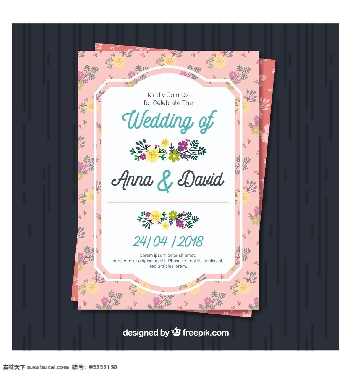 漂亮 花卉 装饰 边框 婚礼 邀请 卡 漂亮的 花卉装饰边框 婚礼邀请卡