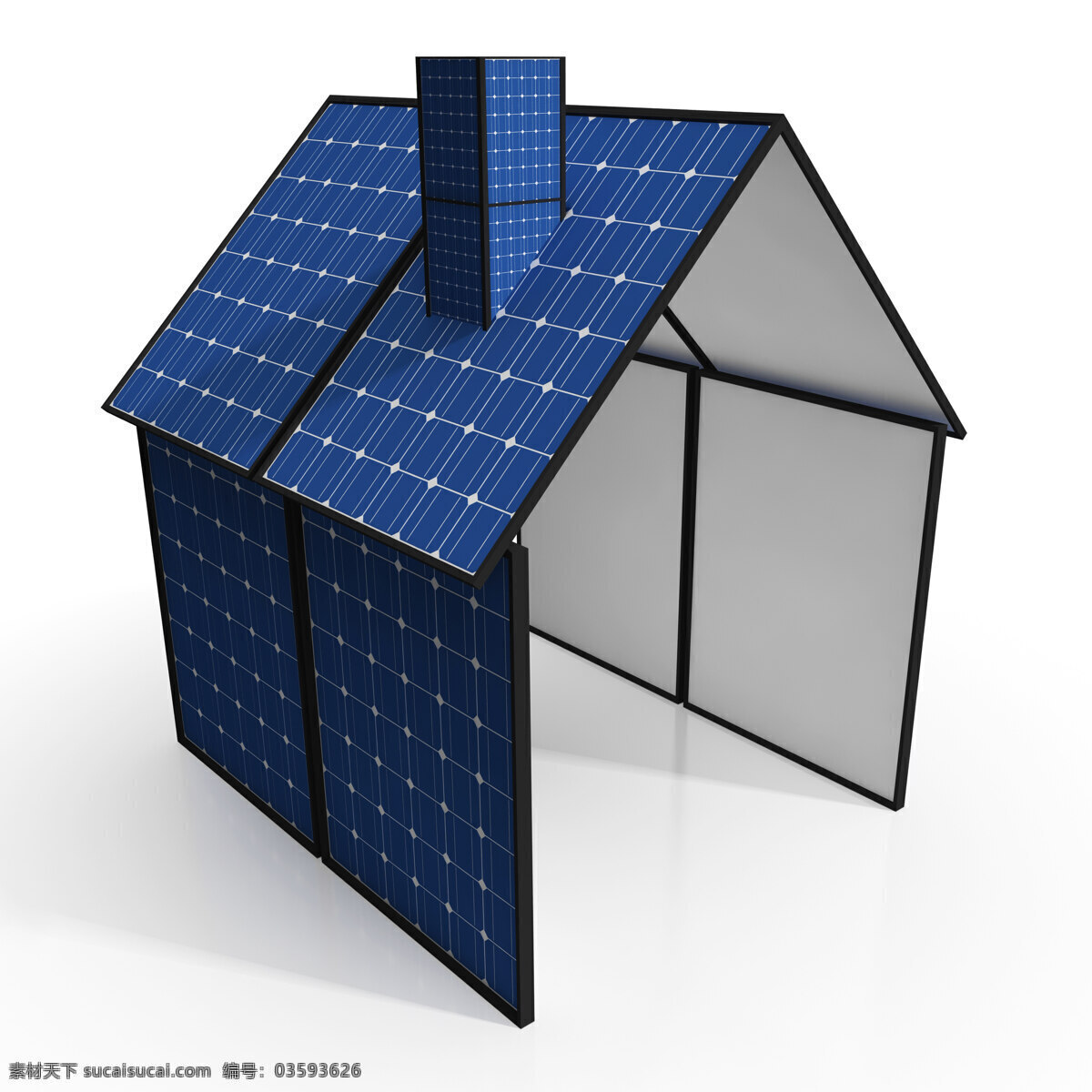 太阳能 电池板 房子 显示 再生 能源 白色