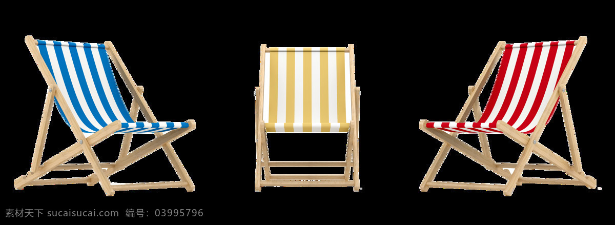 手绘 沙滩 晒太阳 椅子 透明 红色 白色 黄色 木材 休闲 装饰图案 免扣素材